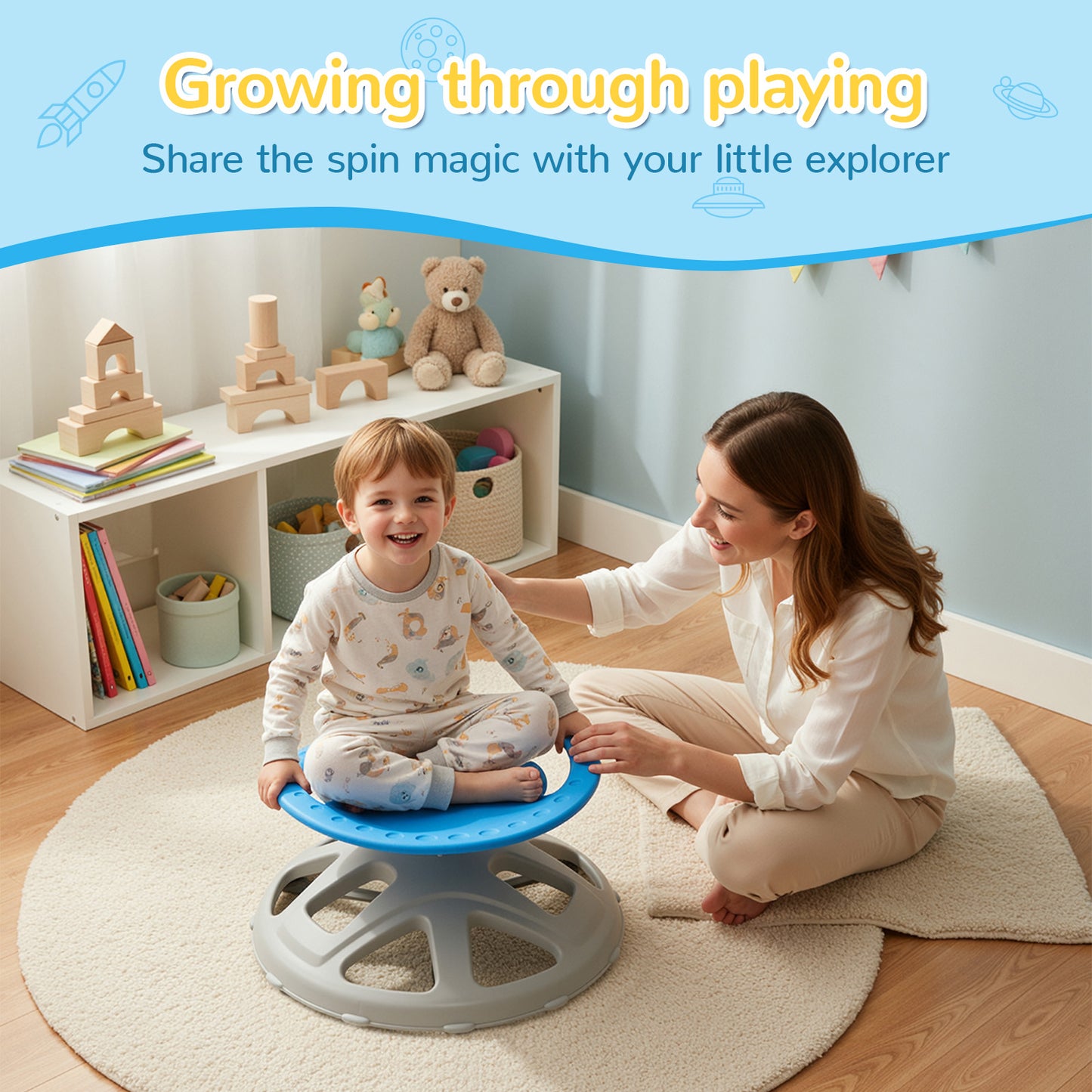 Pirecart Spinning Chair for Autistic Kids, Sit and Spin Autism Toys for Age 3+, Children's Rotating Chair for Kids with Autism, Training Body Coordination