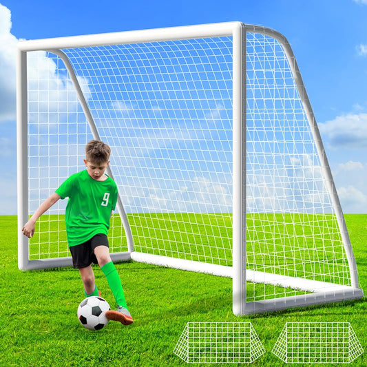 10x6.5ft Soccer Goal Set for Backyard, Youth Soccer Goal with Weatherproof UPVC Frame, Soccer Nets, Carry Bag, Ground Stakes, Backyard Soccer Goal for Kids and Adults