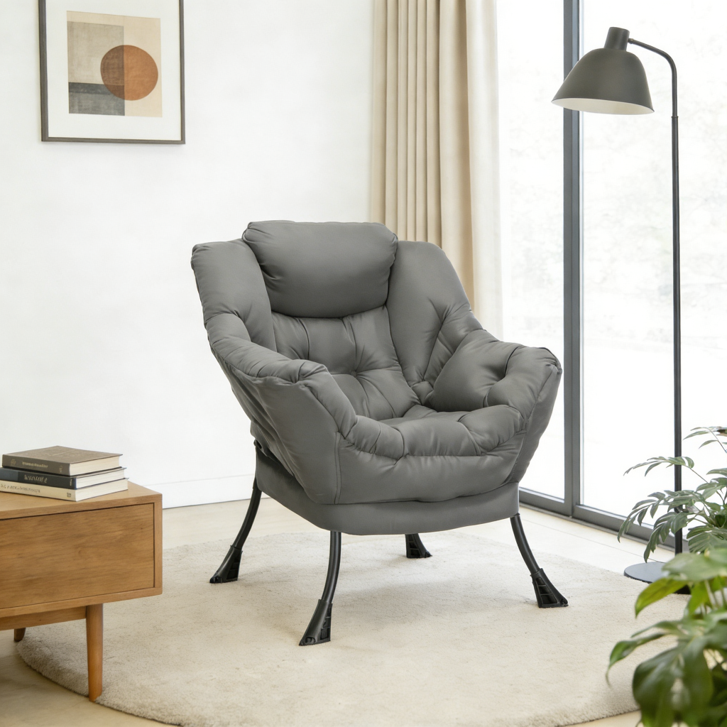 Pirecart Lazy Chair Large Accent Chair, Modern Reading Chair with Side Pocket, Comfy Living Room Chair, Lounge chair for Bedroom, Dorm