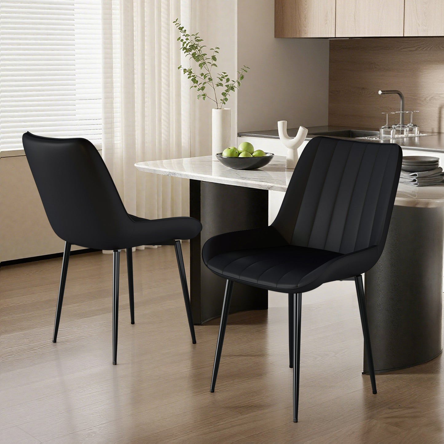 Pirecart High Back Dining Room Chairs, Set of 2/4 PU Leather Dining Chairs with Thick Cushions, Wide Padded Seat, Metal Legs for Kitchen, Living Room