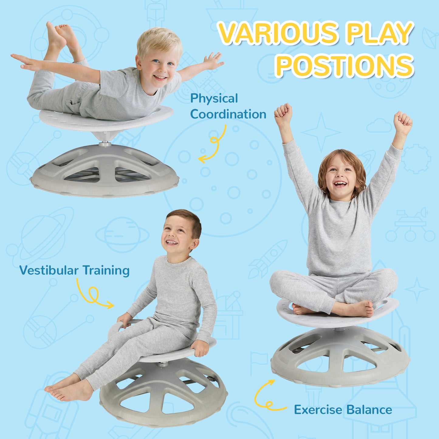 Pirecart Spinning Chair for Autistic Kids, Sit and Spin Autism Toys for Age 3+, Children's Rotating Chair for Kids with Autism, Training Body Coordination