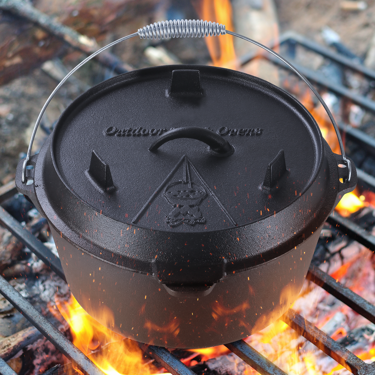 pirecart Dutch Oven Pot with Lid, 9.7 Quart Cast Iron Dutch oven, with Lid Lifter Handle & stand and Dual Function Lid Griddle for Home Cooking BBQ Baking