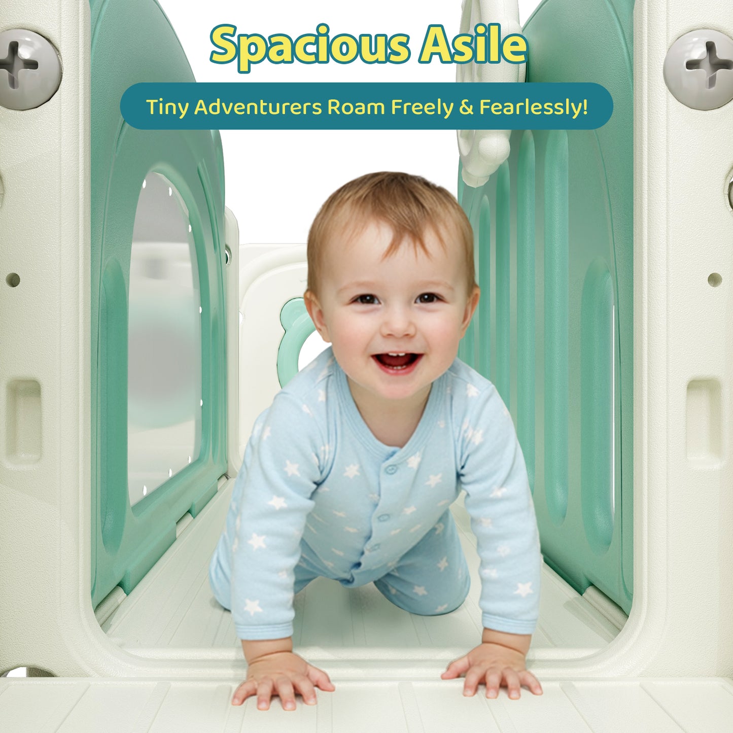 Pirecart 10-in-1 Kids Slide, Indoor Outdoor Toddler Slide Playground with Drawing Board, Basketball Hoop, Tunnel & Storage for Playroom, Kindergarten, Backyard, Gift for Children Age 3+