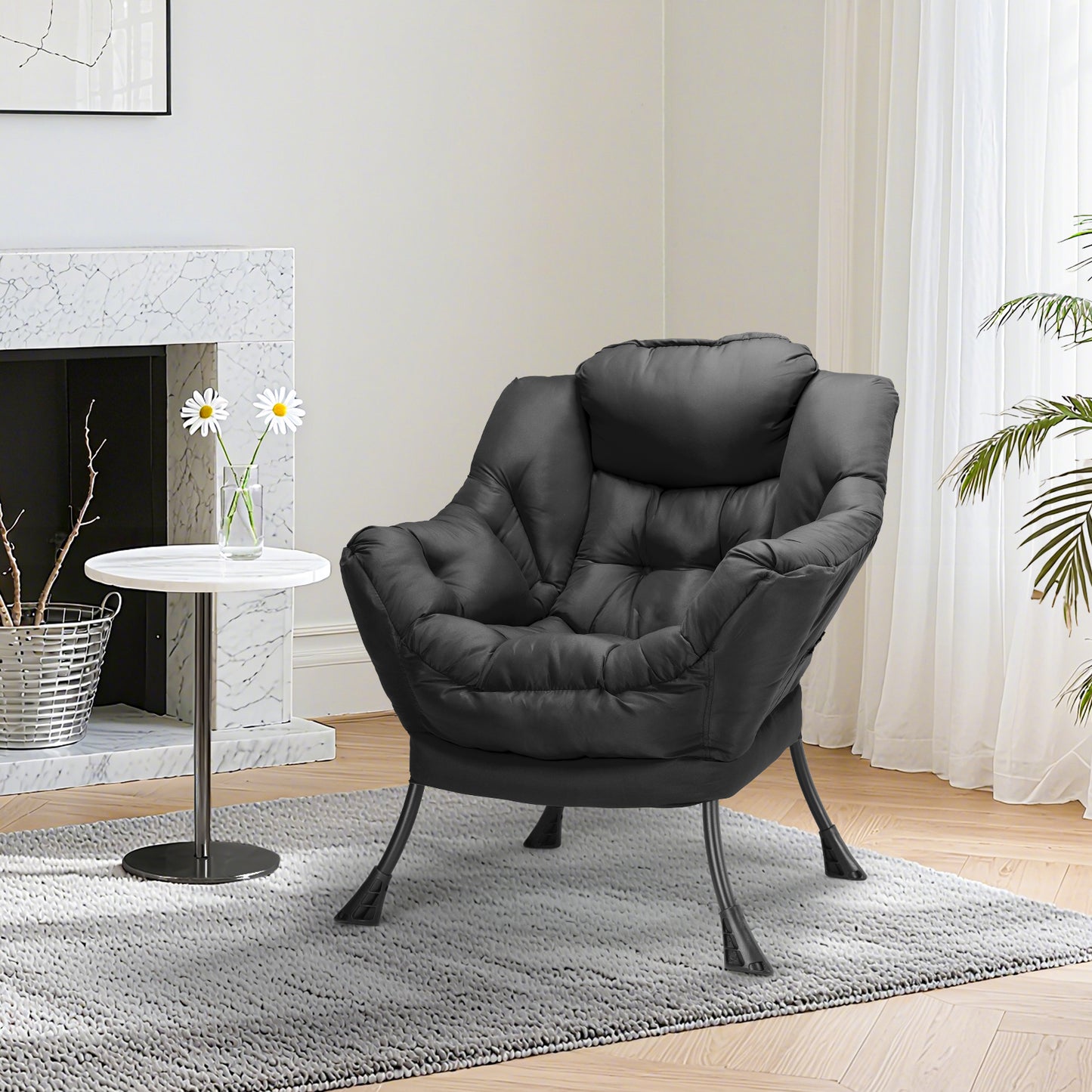 Pirecart Lazy Chair Large Accent Chair, Modern Reading Chair with Side Pocket, Comfy Living Room Chair, Lounge chair for Bedroom, Dorm