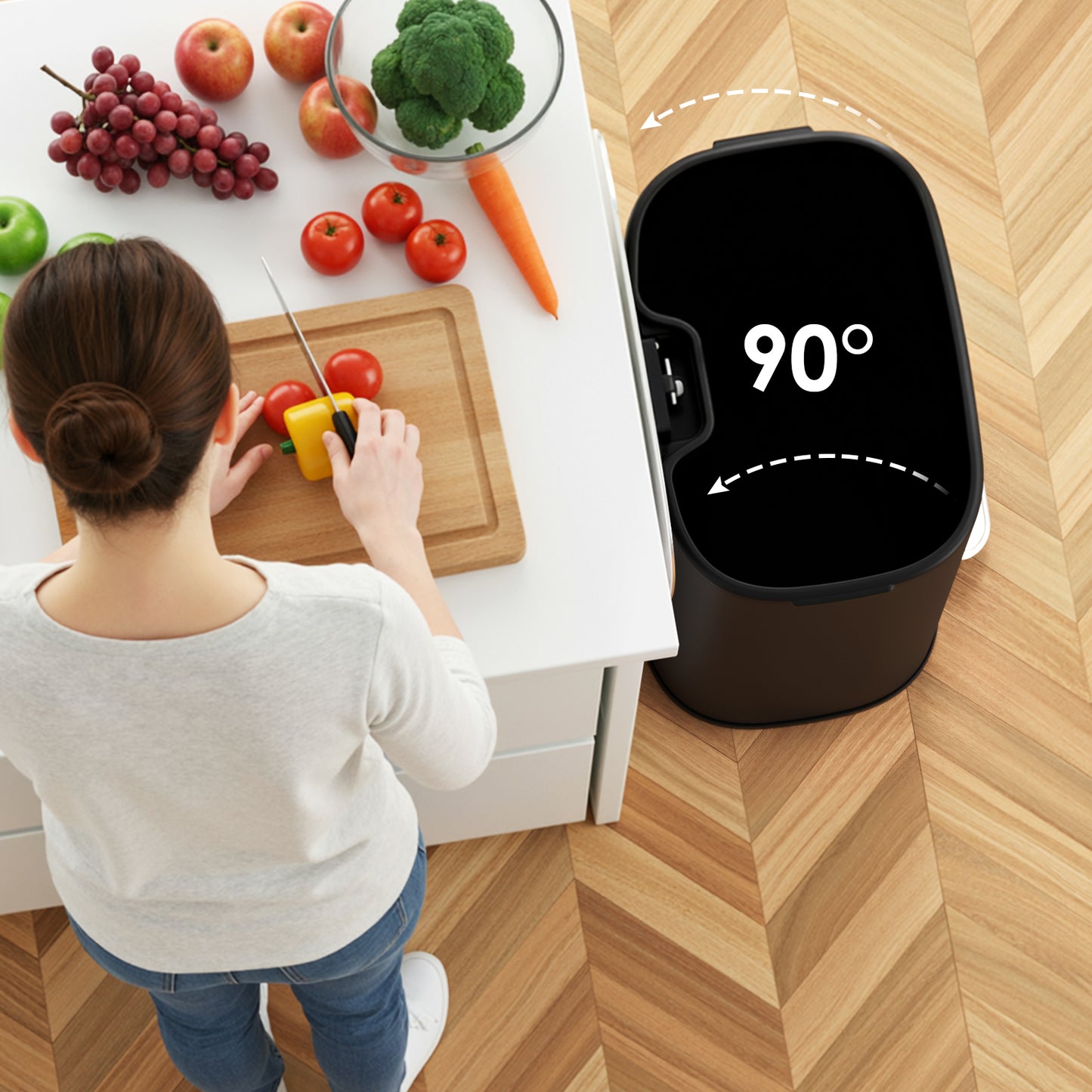 Pirecart Stainless Steel Trash Can, 8 Gal Oval Garbage Can W/ Slow-Closing Lid & Removable Inner Bucket, Foot-operated Soft Lid Trash Can for kitchen, Home, Office