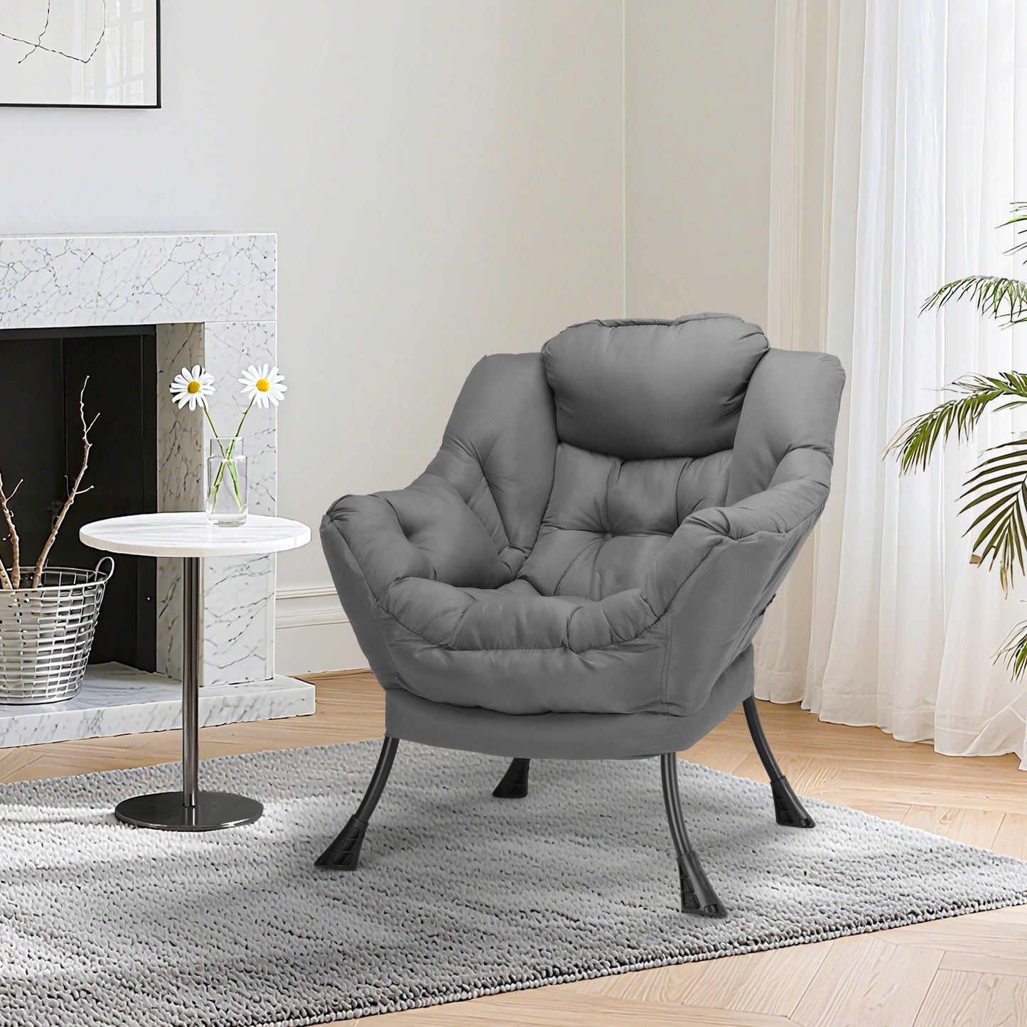 Pirecart Lazy Chair Large Accent Chair, Modern Reading Chair with Side Pocket, Comfy Living Room Chair, Lounge chair for Bedroom, Dorm
