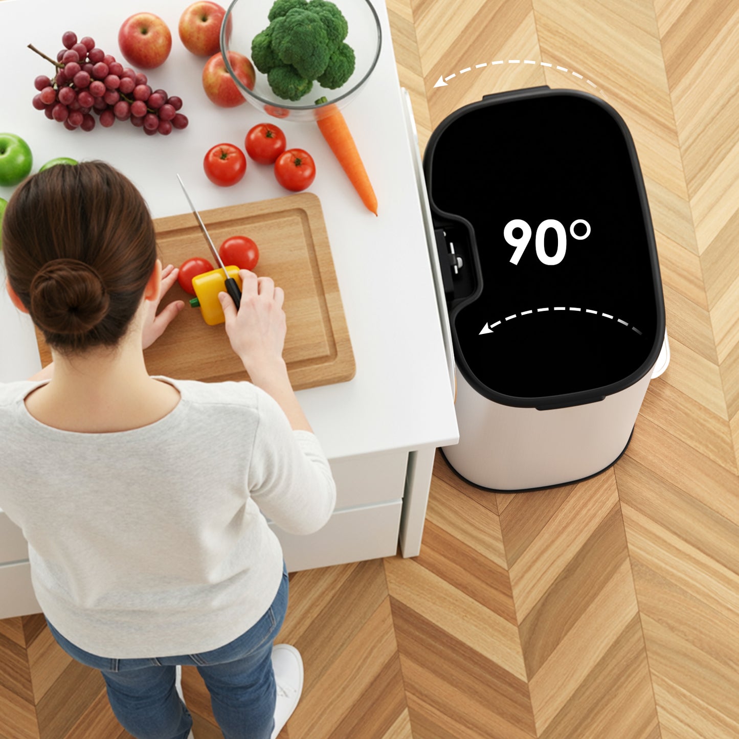 Pirecart Stainless Steel Trash Can, 8 Gal Oval Garbage Can W/ Slow-Closing Lid & Removable Inner Bucket, Foot-operated Soft Lid Trash Can for kitchen, Home, Office