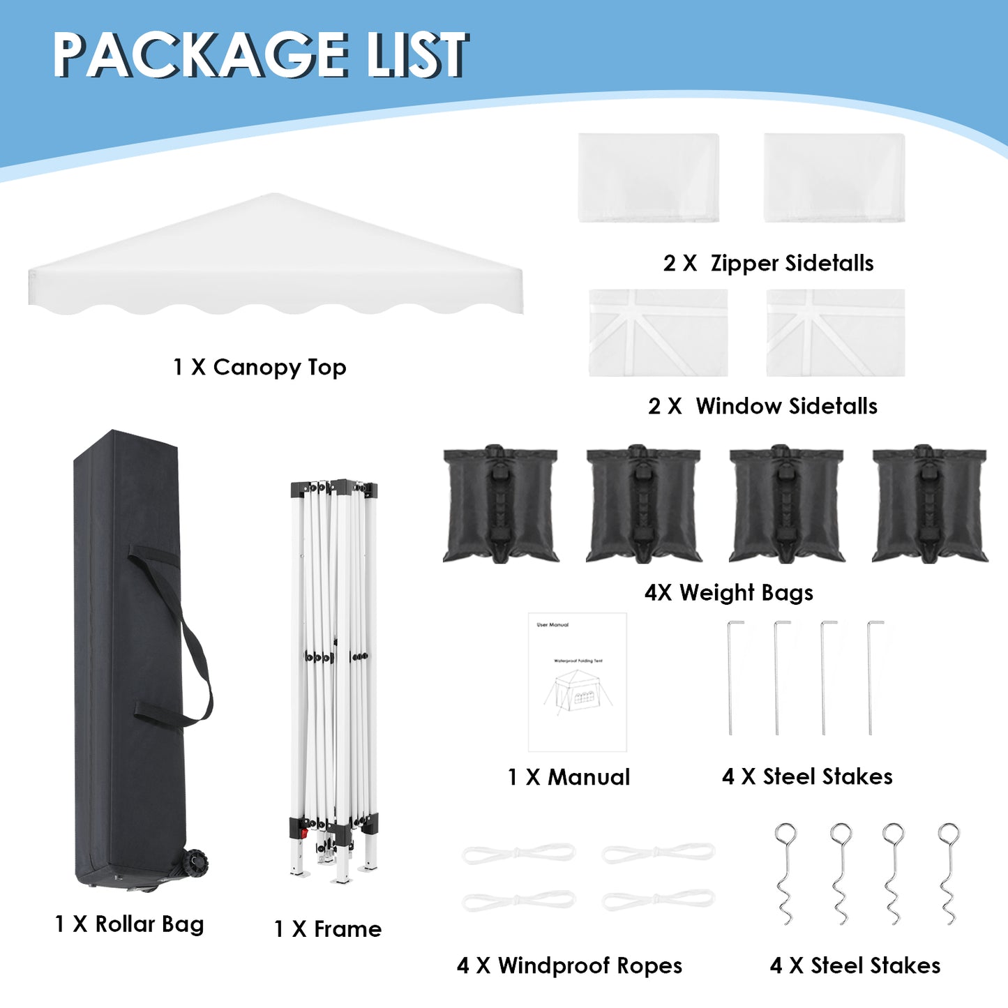 pirecart 10x10 Pop Up Commercial Canopy Tent Waterproof Instant Gazebo Tent with 4 Removable Sidewall