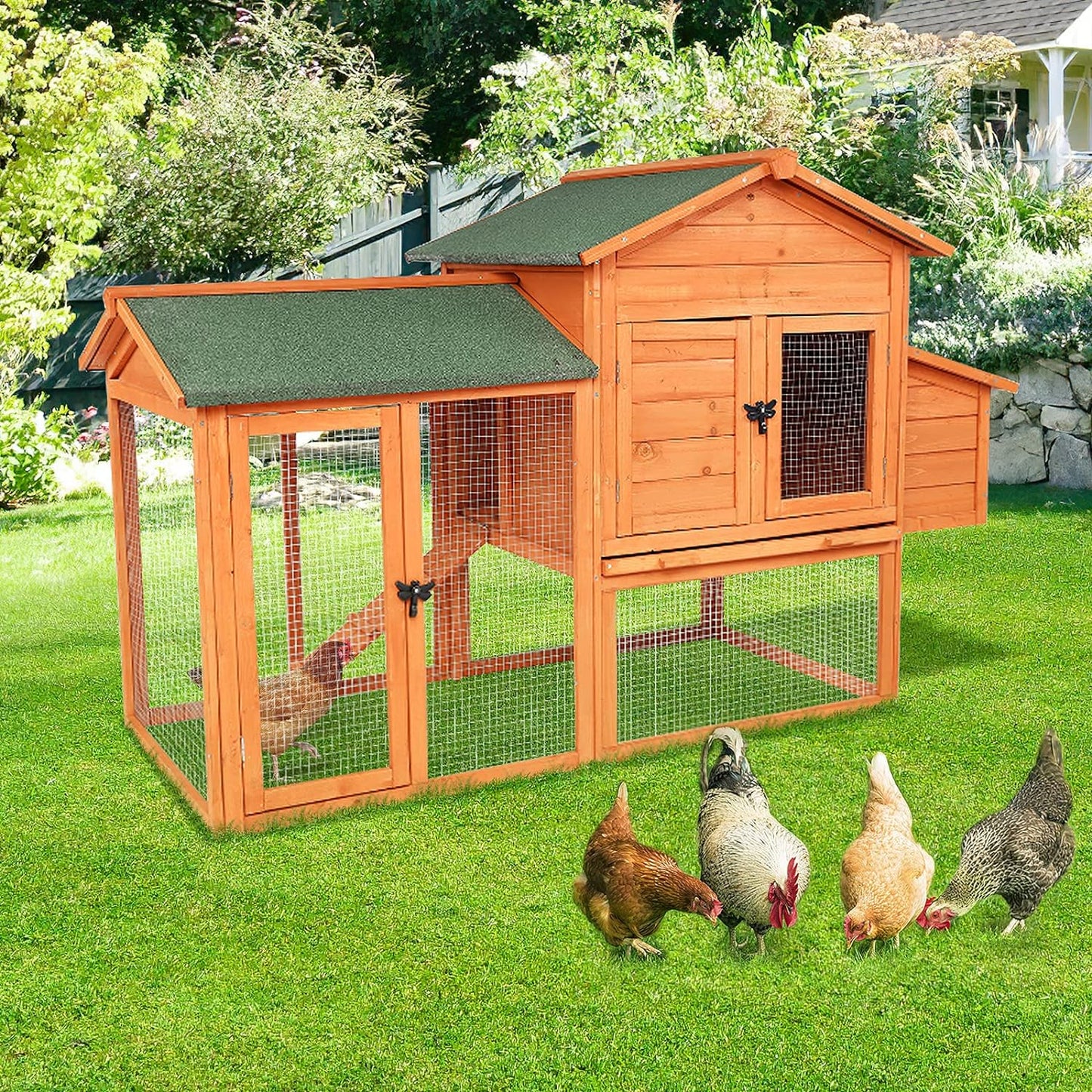 pirecart Outdoor Chicken Coop Extra Large Hen House with Removable Tray