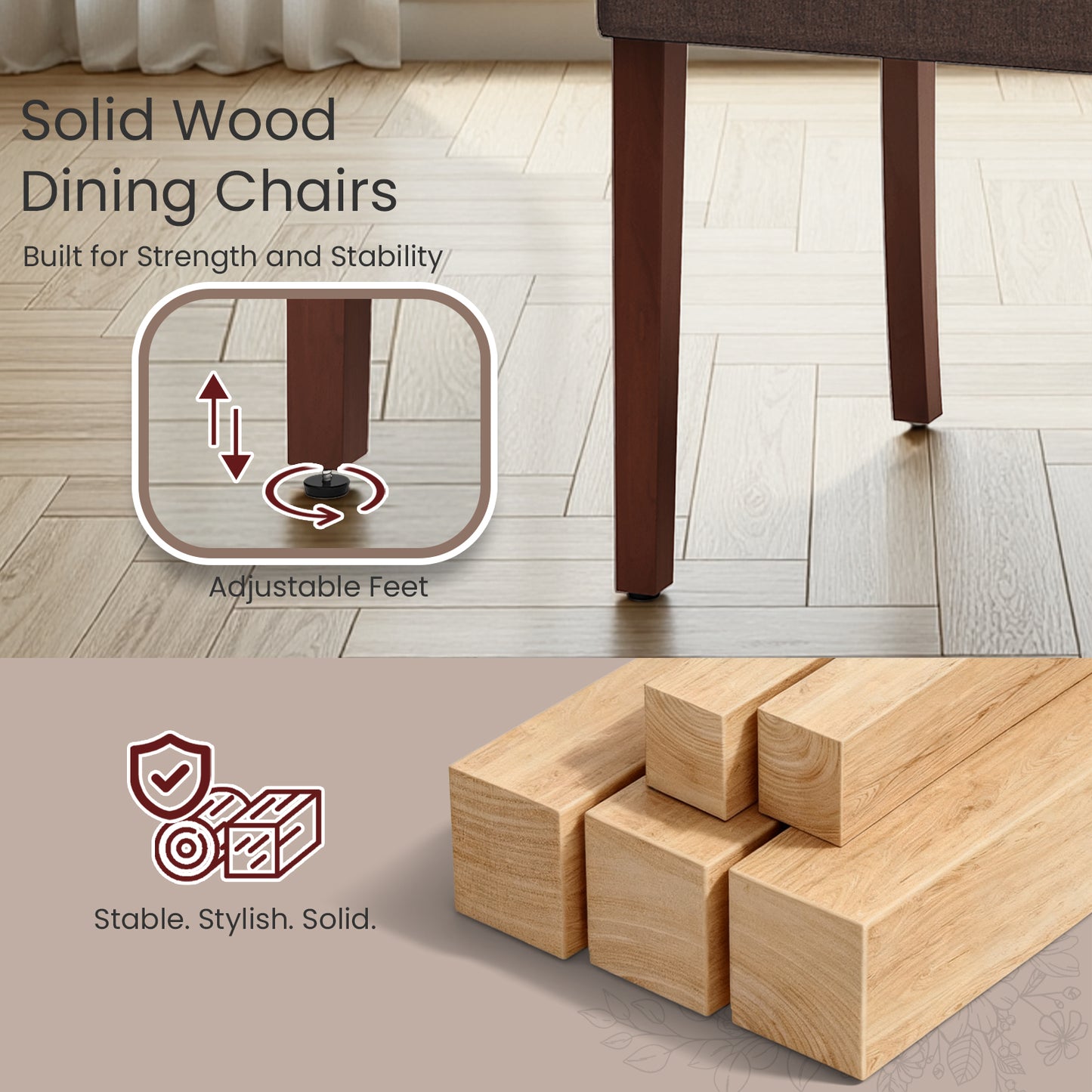 Pirecart 2 PCS Dining Chairs, Kitchen Chairs with Solid Wood Legs, Button-Tufted Parsons Design Upholstered Fabric Chairs