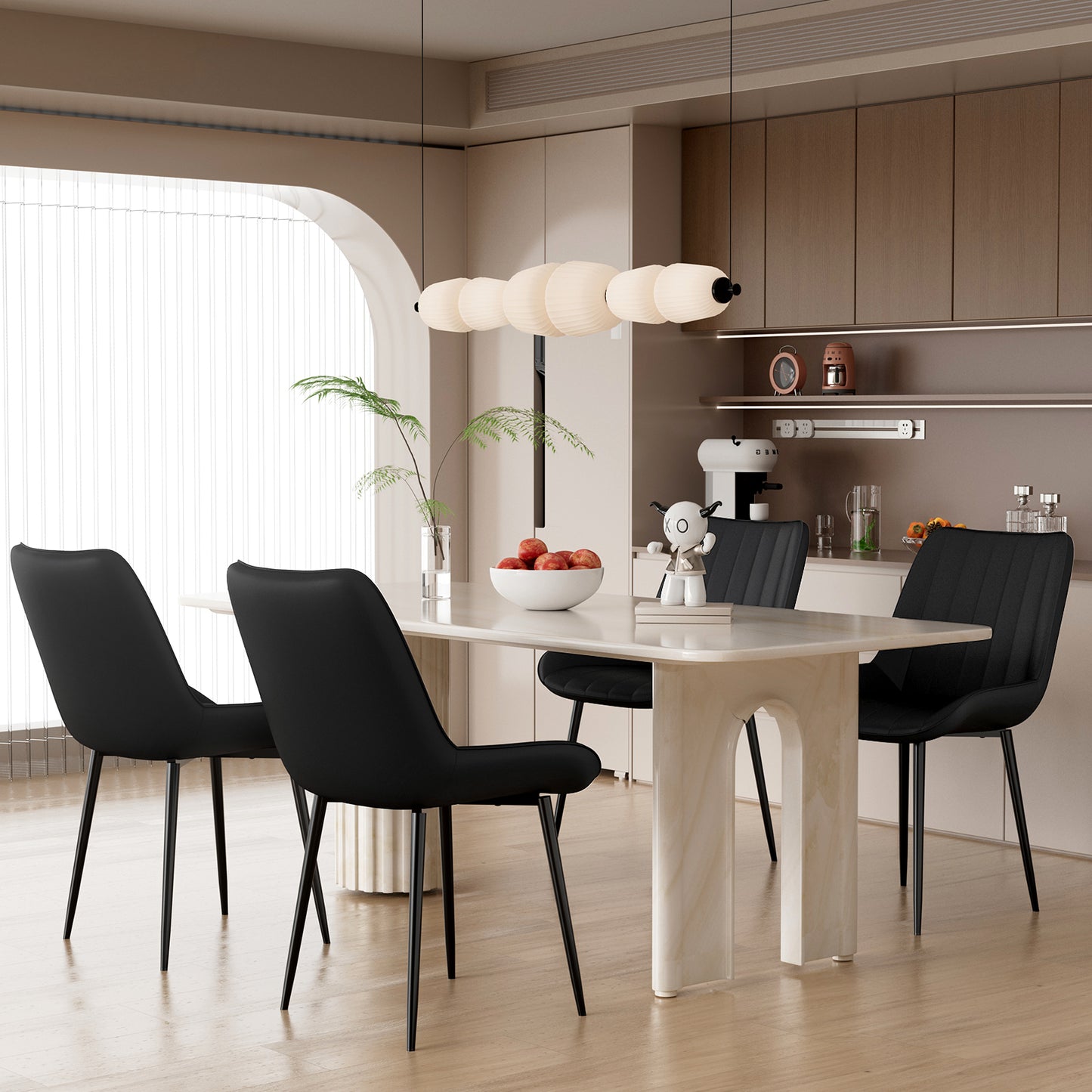 Pirecart High Back Dining Room Chairs, Set of 2/4 PU Leather Dining Chairs with Thick Cushions, Wide Padded Seat, Metal Legs for Kitchen, Living Room