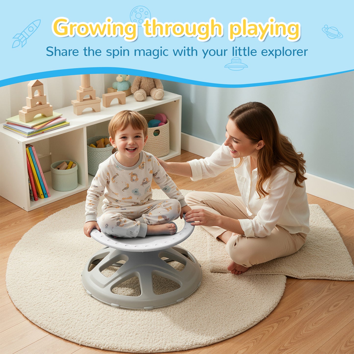 Pirecart Spinning Chair for Autistic Kids, Sit and Spin Autism Toys for Age 3+, Children's Rotating Chair for Kids with Autism, Training Body Coordination