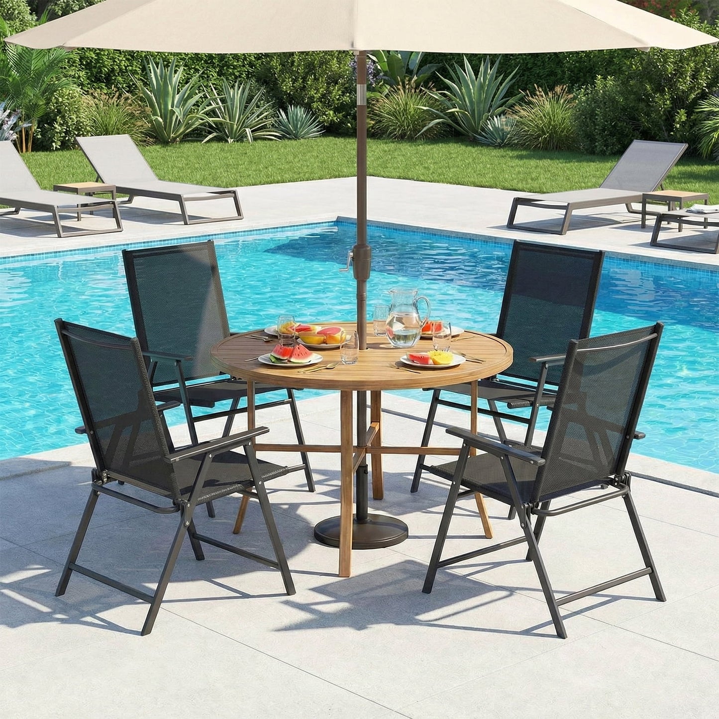 Pirecart 2/4 Pcs Patio Dining Chairs, Outdoor Folding Chairs W/ Breathable Textilene & E-Coating, Armrests & High Back, for Deck, Garden, Poolside