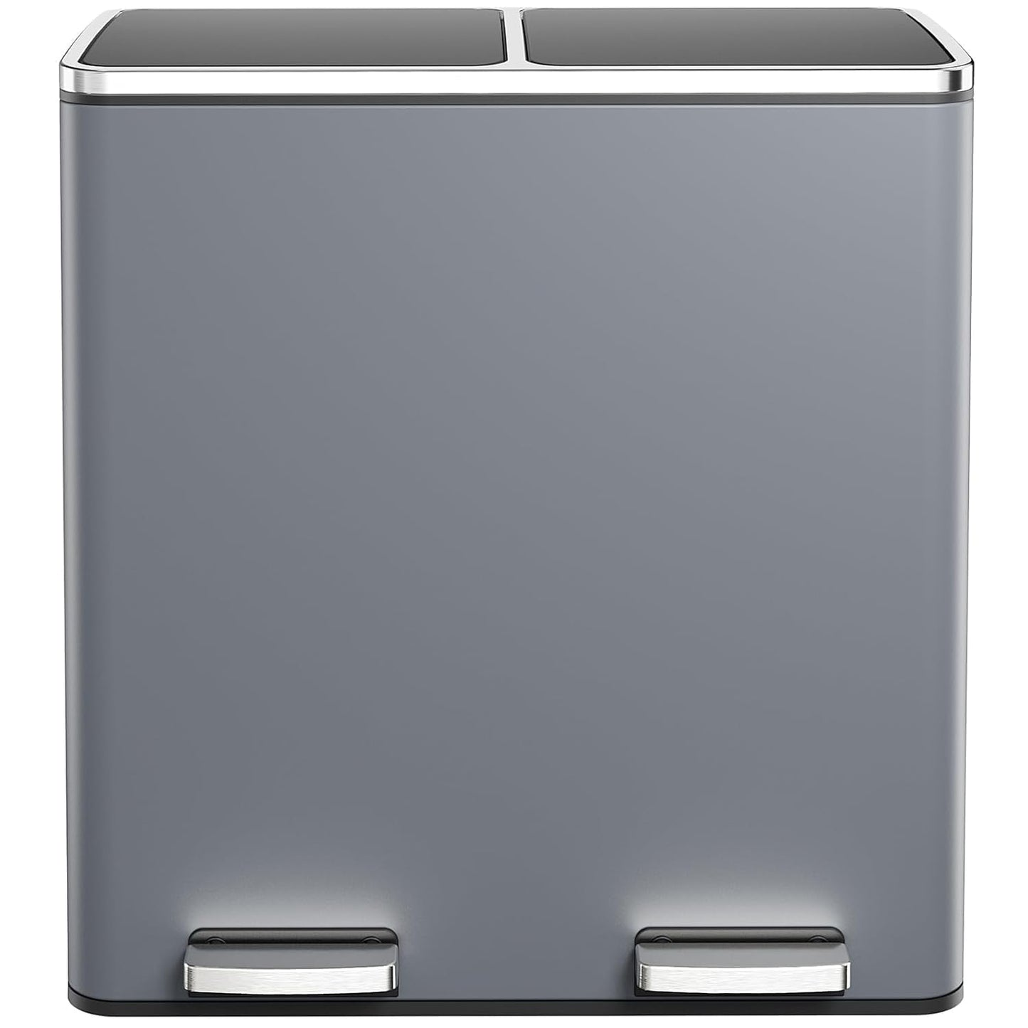 pirecart 16 Gallon Stainless Steel Trash Can, Dual Compartment Kitchen Garbage Can