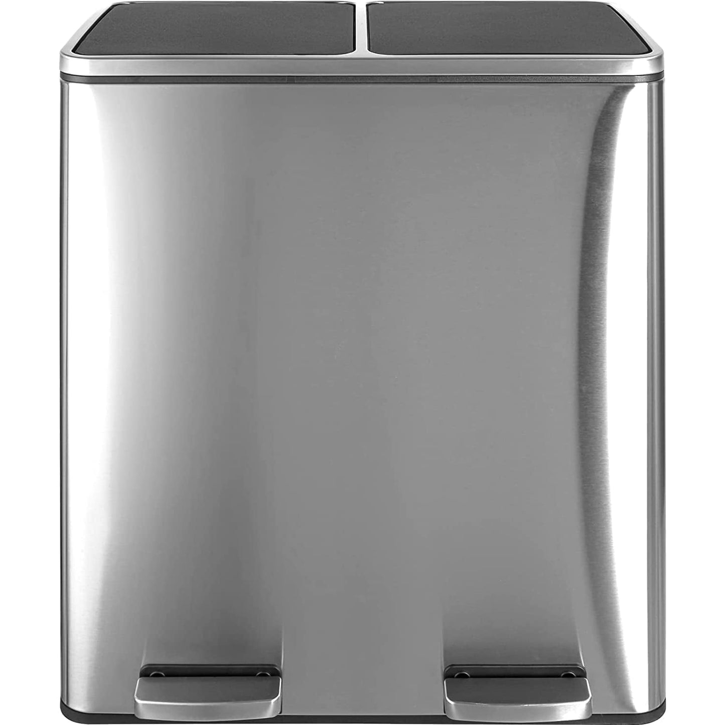 pirecart 16 Gallon Stainless Steel Trash Can, Dual Compartment Kitchen Garbage Can