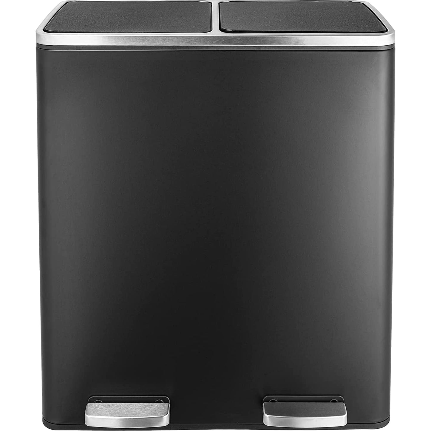 pirecart 16 Gallon Stainless Steel Trash Can, Dual Compartment Kitchen Garbage Can