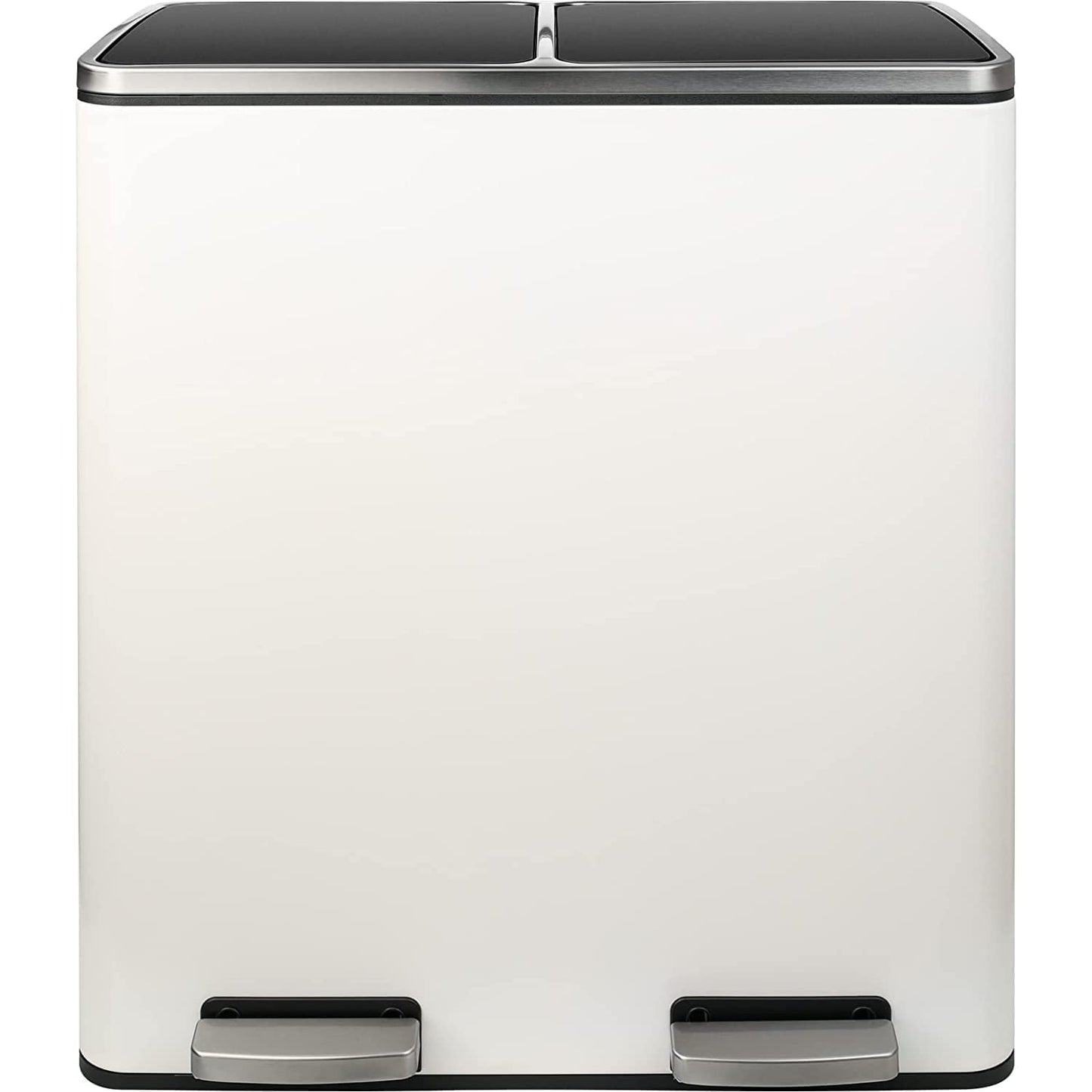 pirecart 16 Gallon Stainless Steel Trash Can, Dual Compartment Kitchen Garbage Can