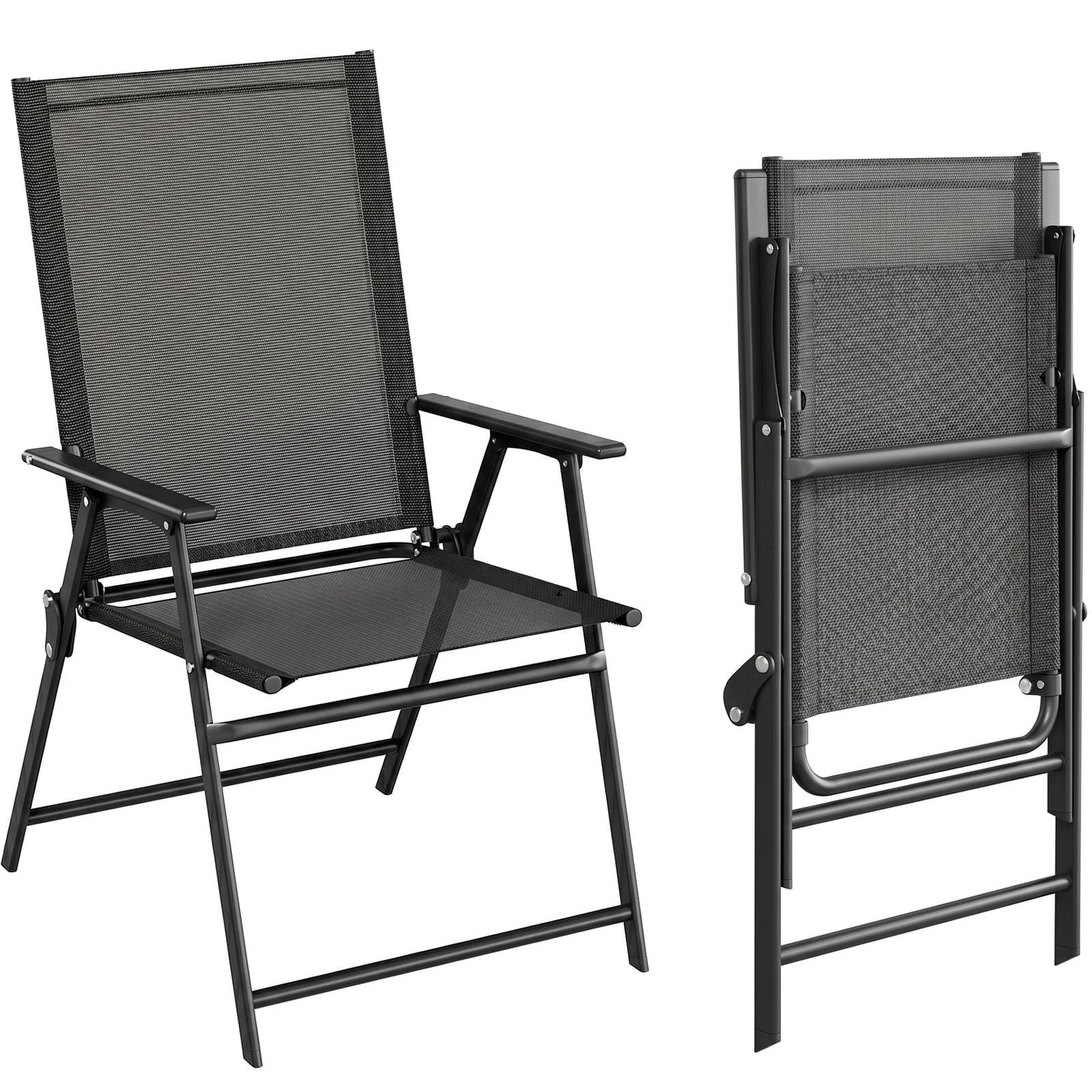 Pirecart 2/4 Pcs Patio Dining Chairs, Outdoor Folding Chairs W/ Breathable Textilene & E-Coating, Armrests & High Back, for Deck, Garden, Poolside