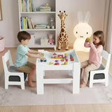 pirecart Kids Table and Chair Set, Wooden Toddler Activity Table with Storage Boxes
