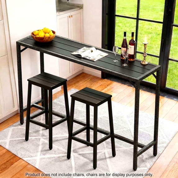 Pirecart Bar Table, Outdoor Counter Height Table W/ Adjustable Foot & HDPE Top, E-Coating & Hammer-Finish Frame, All Weather for Hot Tub,Balcony,Poolside,Kitchen
