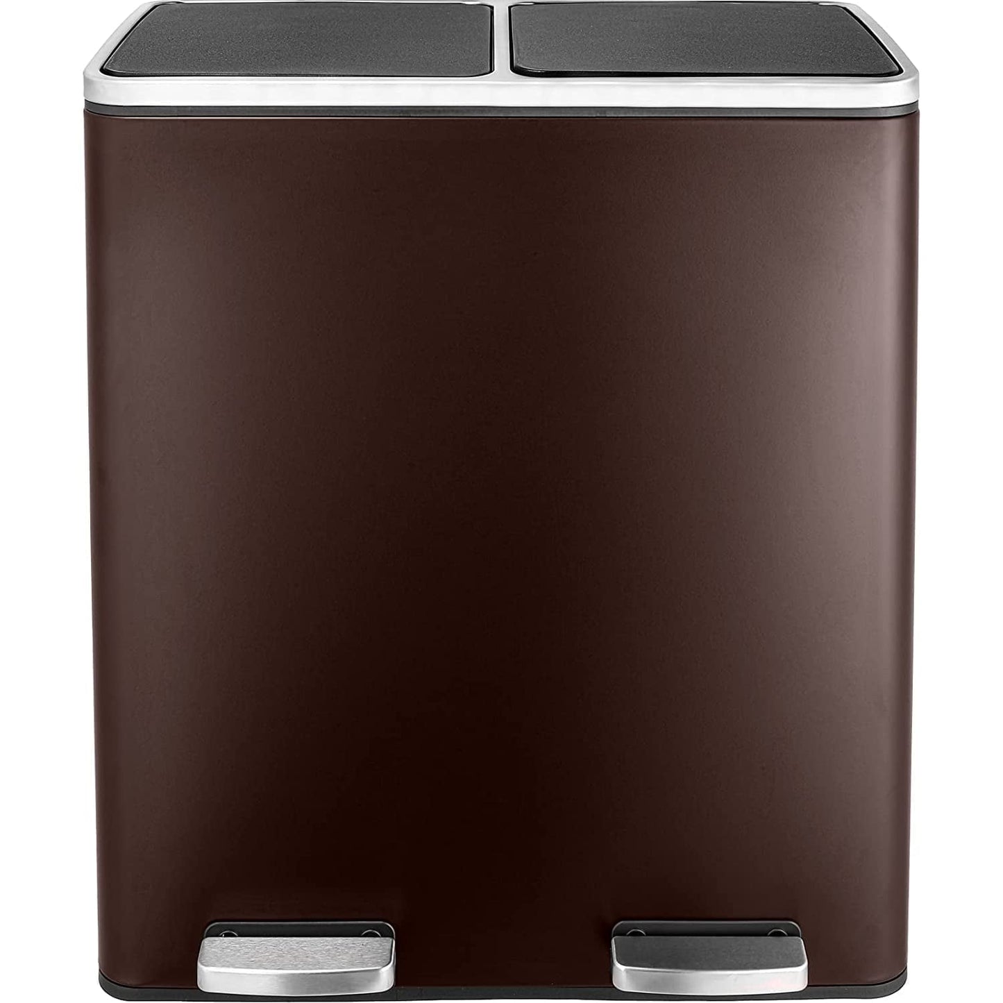 pirecart 16 Gallon Stainless Steel Trash Can, Dual Compartment Kitchen Garbage Can
