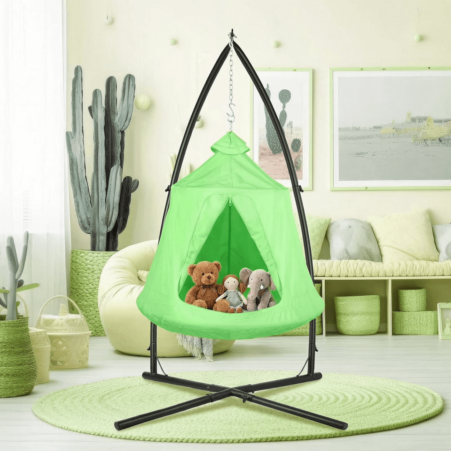 pirecart Hammock Chair Stand with Swing Chair Hanging Tree Tent Canopy with Steel Frame