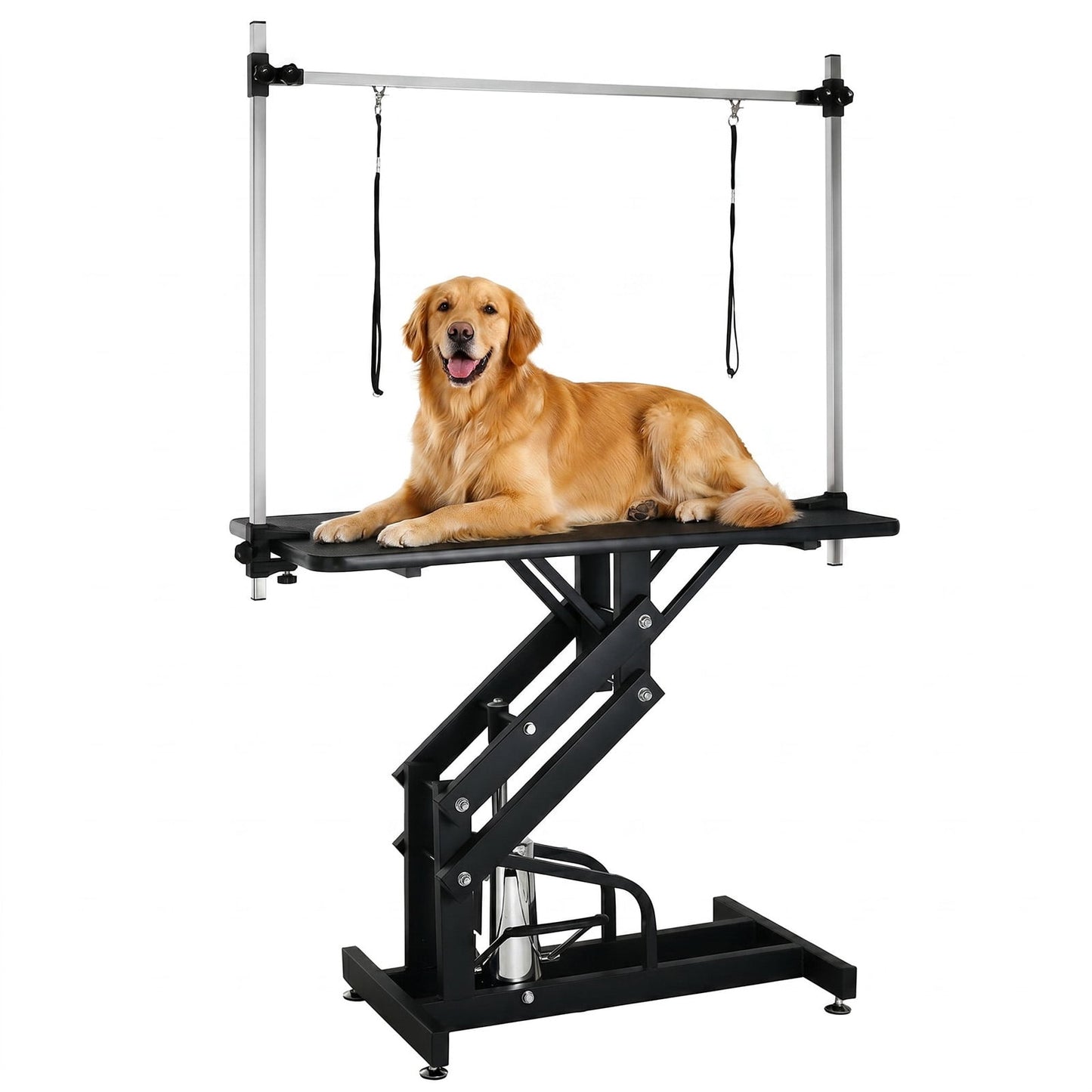 Pirecart Hydraulic Pet Grooming Table, Heavy Duty 21-35 in Height Adjust Grooming Station for Dogs & Cats, Foot Pedal Lift, Overhead Arm, 2 Leash Loops for Bathing, Trimming