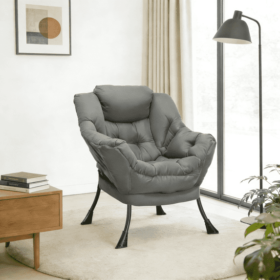 Pirecart Lazy Chair Large Accent Chair, Modern Reading Chair with Side Pocket, Comfy Living Room Chair, Lounge chair for Bedroom, Dorm