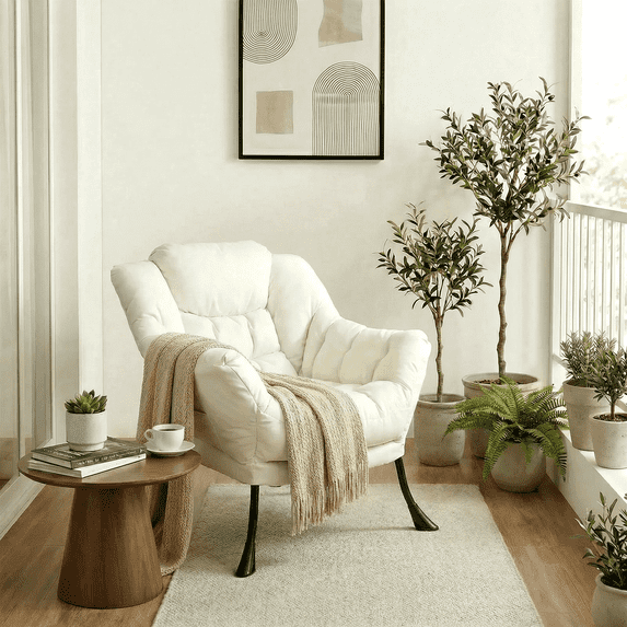 Pirecart Lazy Chair Large Accent Chair, Modern Reading Chair with Side Pocket, Comfy Living Room Chair, Lounge chair for Bedroom, Dorm