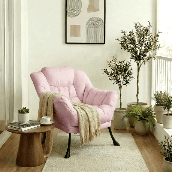Pirecart Lazy Chair Large Accent Chair, Modern Reading Chair with Side Pocket, Comfy Living Room Chair, Lounge chair for Bedroom, Dorm