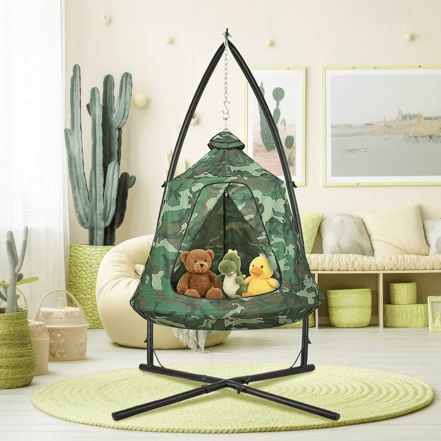 pirecart Hammock Chair Stand with Swing Chair Hanging Tree Tent Canopy with Steel Frame