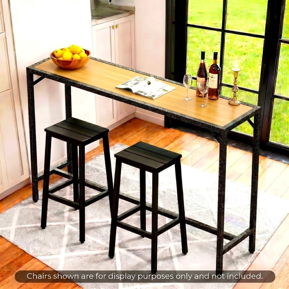 Pirecart Bar Table, Outdoor Counter Height Table W/ Adjustable Foot & HDPE Top, E-Coating & Hammer-Finish Frame, All Weather for Hot Tub,Balcony,Poolside,Kitchen