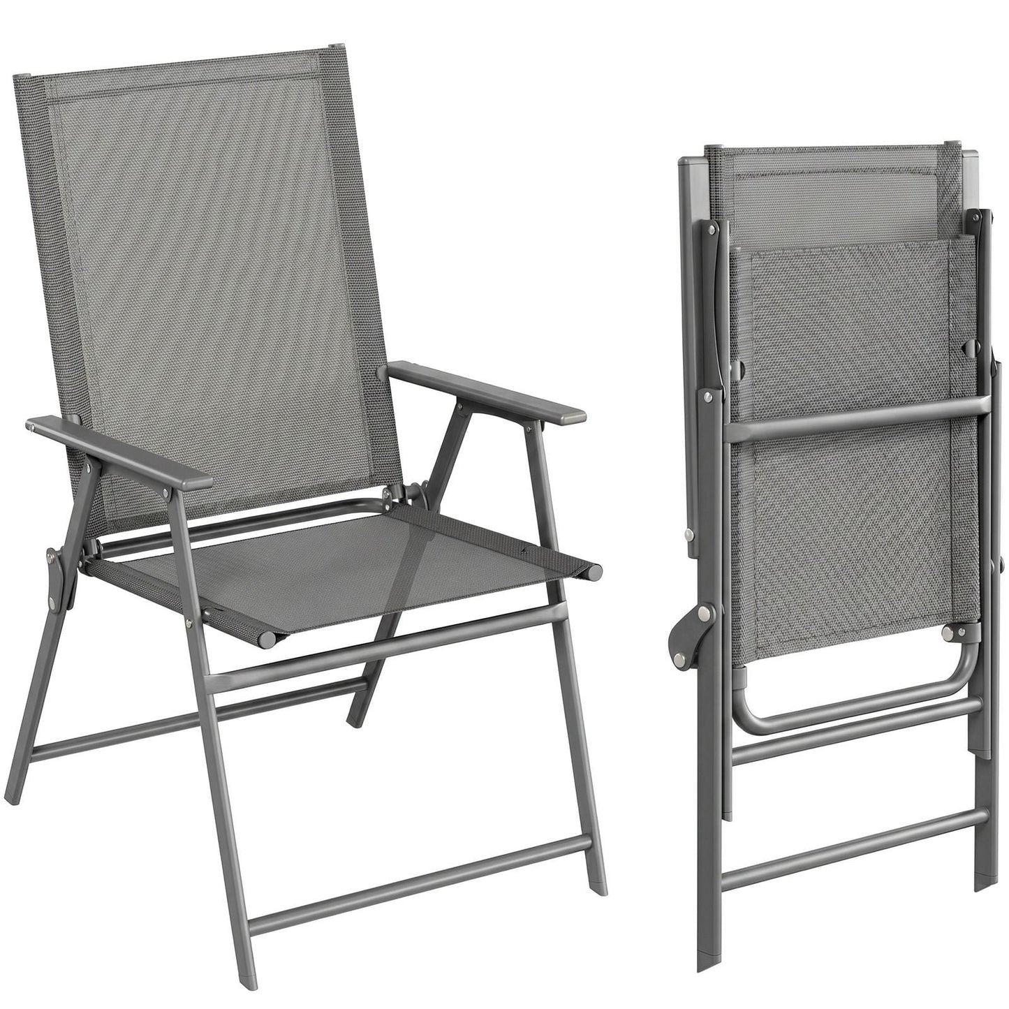 Pirecart 2/4 Pcs Patio Dining Chairs, Outdoor Folding Chairs W/ Breathable Textilene & E-Coating, Armrests & High Back, for Deck, Garden, Poolside