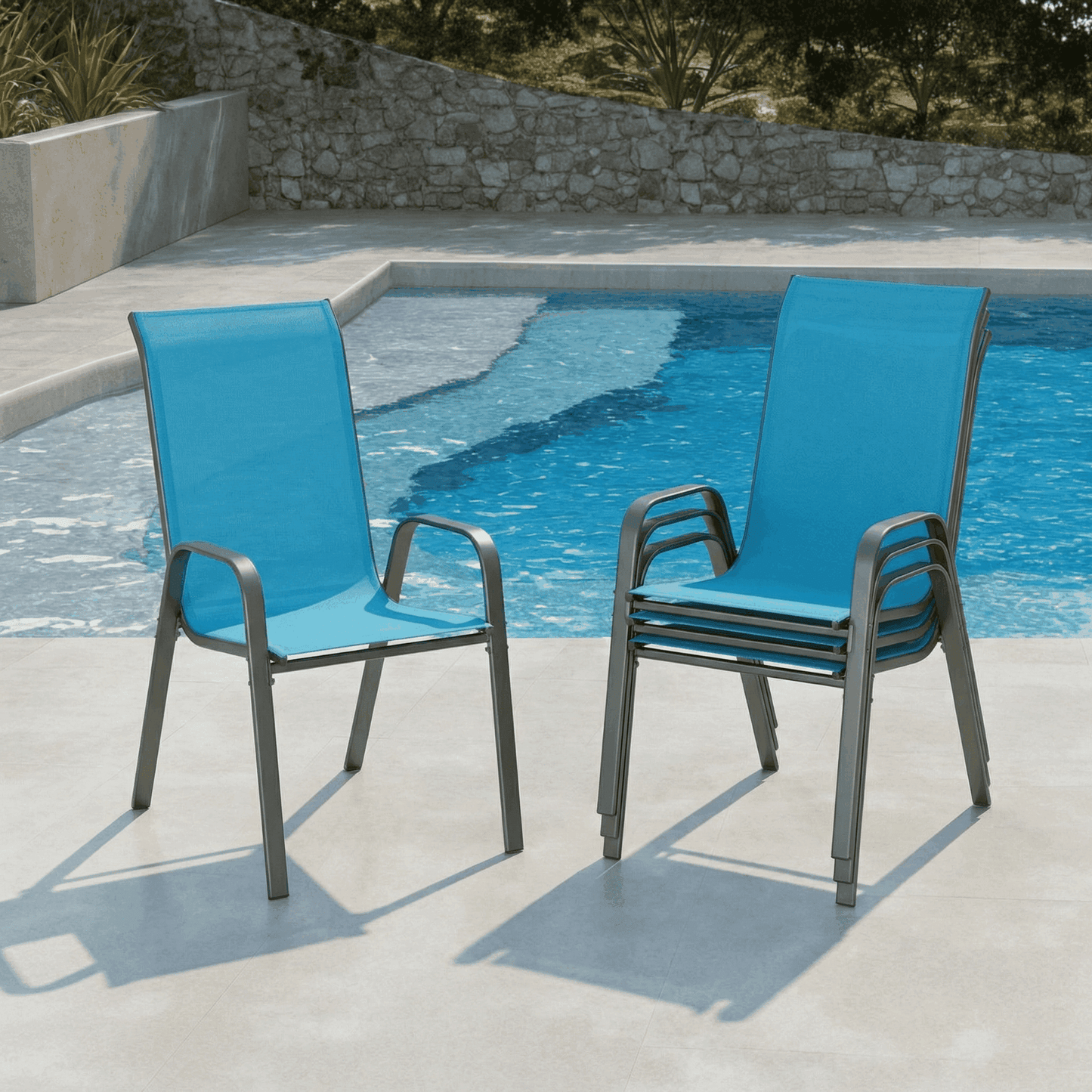 pirecart 4 Pcs Patio Dining Chairs, Outdoor Stackable All Weather Teslin Chair for or Poolside, Backyard, Garden