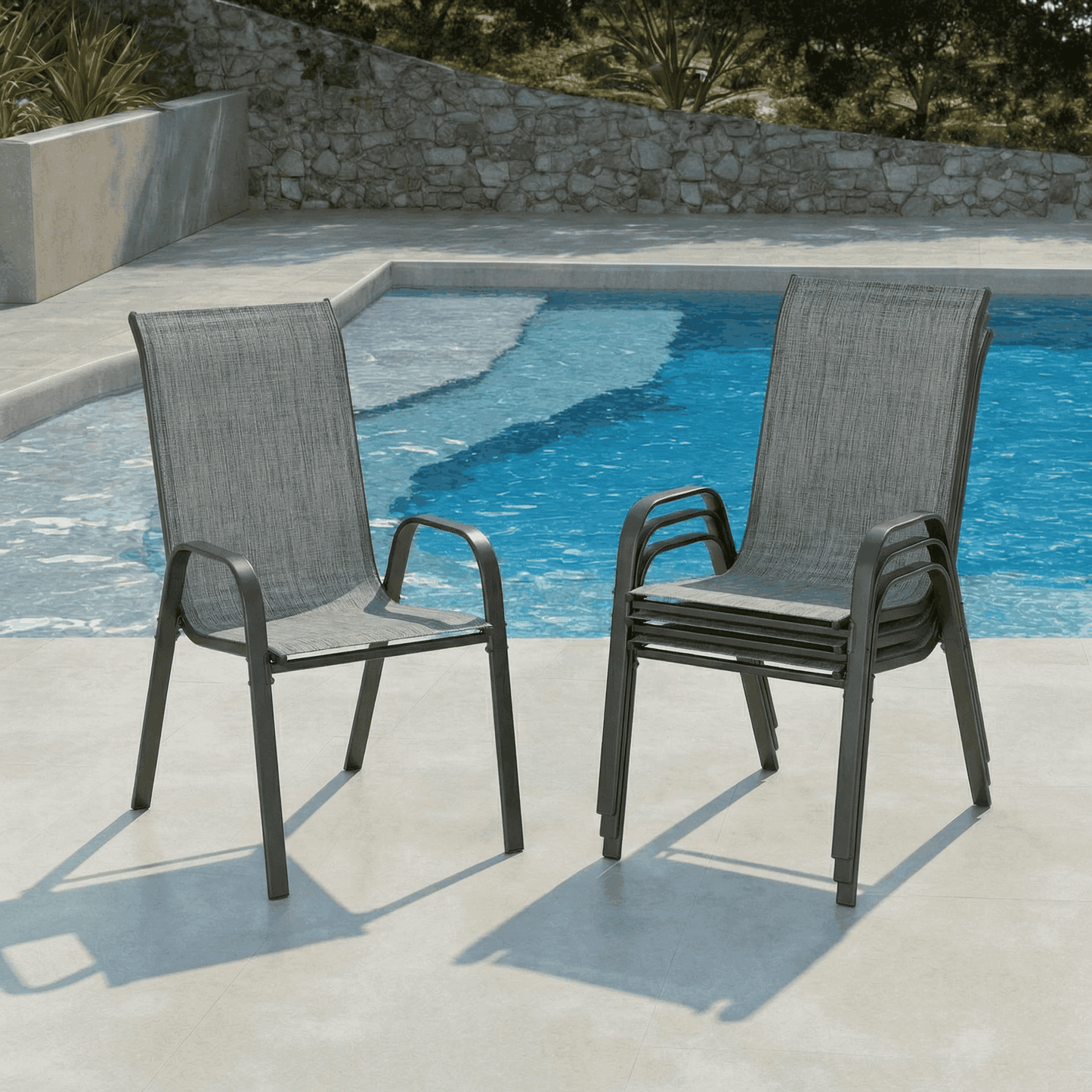 pirecart 4 Pcs Patio Dining Chairs, Outdoor Stackable All Weather Teslin Chair for or Poolside, Backyard, Garden