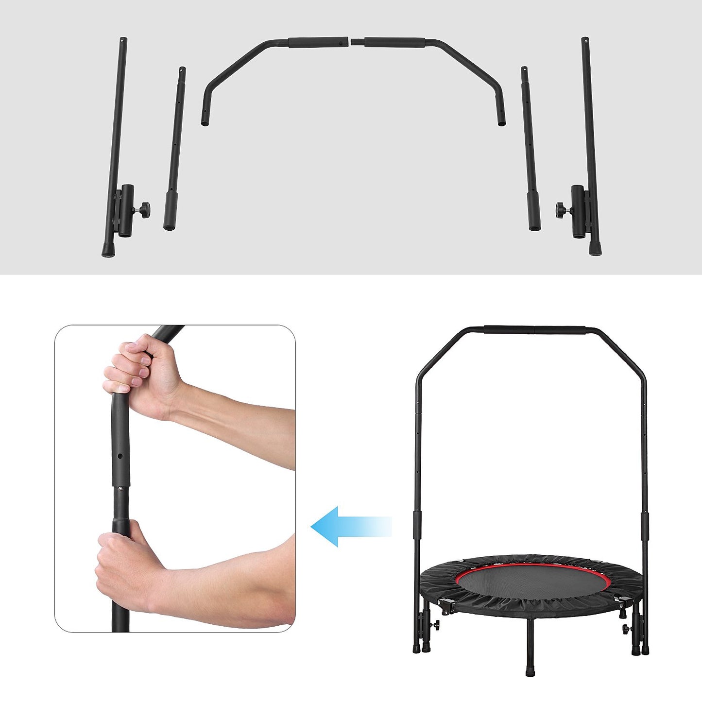 Pirecart 40" Foldable Mini Trampoline Fitness Rebounder with Handrail