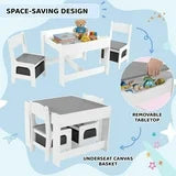 pirecart Kids Table and Chair Set, Wooden Toddler Activity Table with Storage Boxes