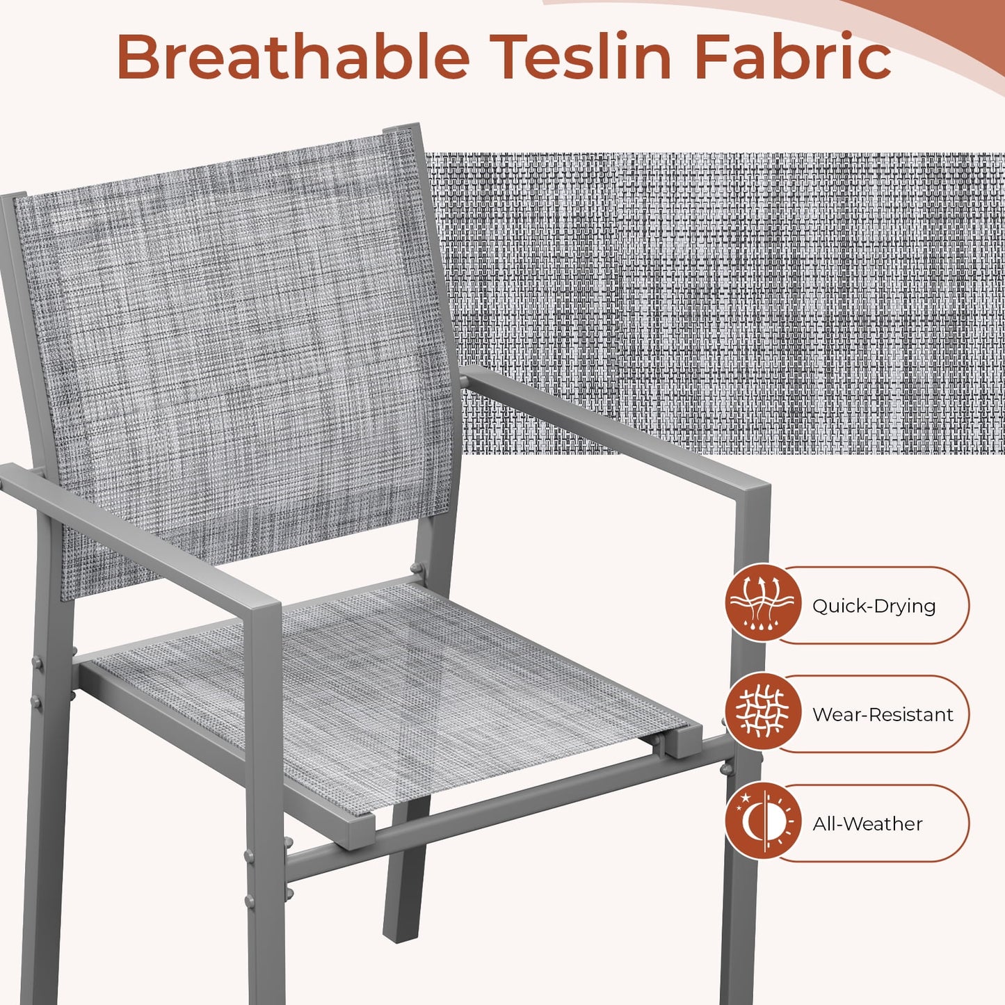 Pirecart 4/6 PCS Patio Dining Chairs Set, Stackable Textilene Chair w/ Metal Frame & Armrest, Patio Chairs for Garden, Backyard, Deck, Lawn, Poolside ( Table not Included )
