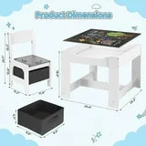 pirecart Kids Table and Chair Set, Wooden Toddler Activity Table with Storage Boxes