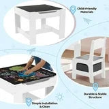 pirecart Kids Table and Chair Set, Wooden Toddler Activity Table with Storage Boxes