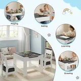 pirecart Kids Table and Chair Set, Wooden Toddler Activity Table with Storage Boxes