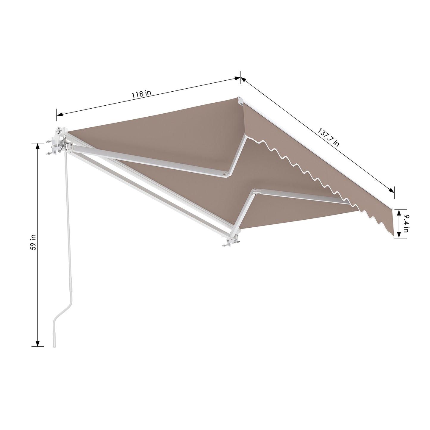 patio 12 x 10ft Patio Awning Sunshade Shelter with w/ Manual Crank Handle