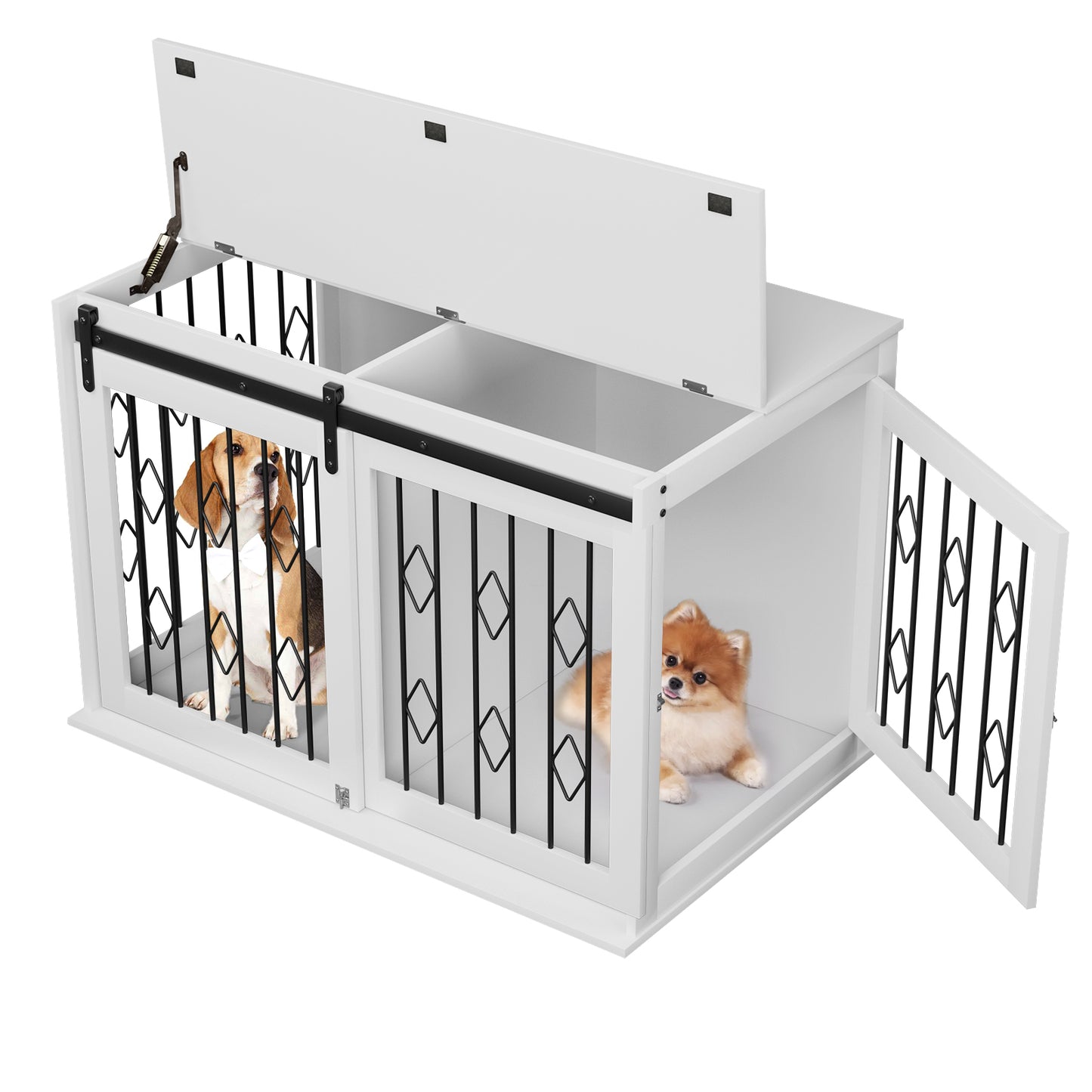 pirecart 39 inch Dog Crate Furniture Wooden Indoor Dog Kennel with Divider Room