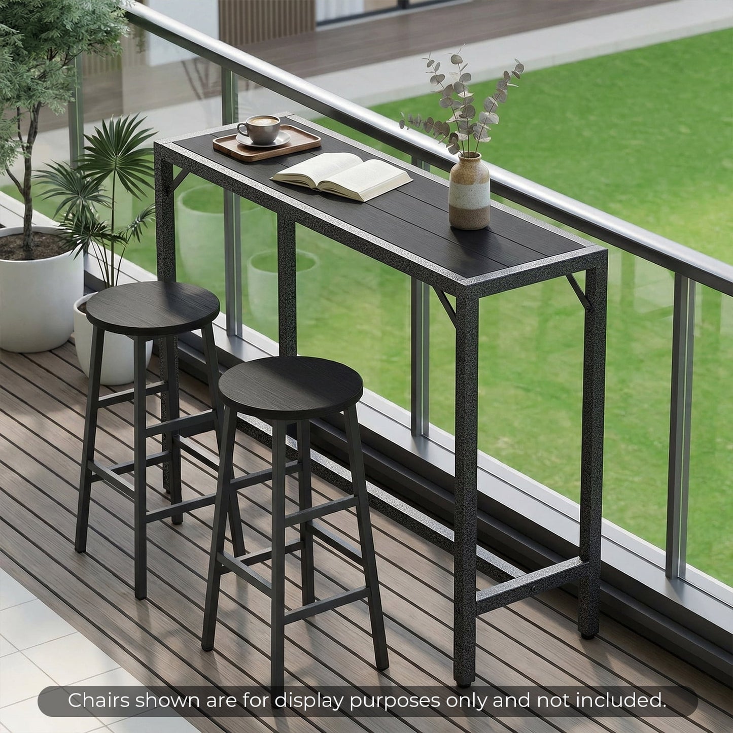 Pirecart Bar Table, Outdoor Counter Height Table W/ Adjustable Foot & HDPE Top, E-Coating & Hammer-Finish Frame, All Weather for Hot Tub,Balcony,Poolside,Kitchen