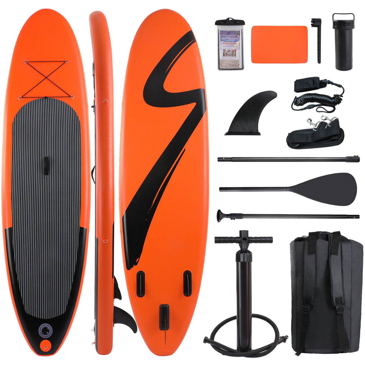 pirecart 10ft Inflatable Stand Up Paddle Board with Non-Slip Deck, Backpack, Leash, Paddle and Hand Pump